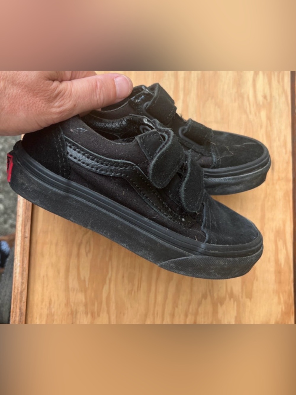 Kids Black Velcro Skate Sneakers